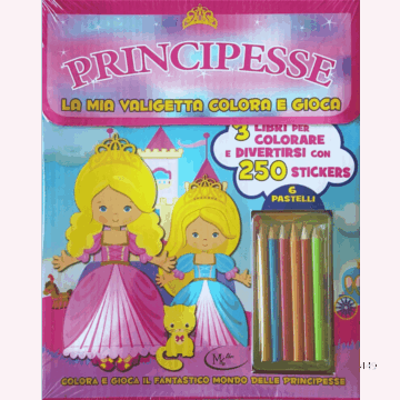Principesse. La mia valigetta colora e gioca. Con adesivi. Ediz. a colori. Con pastelli