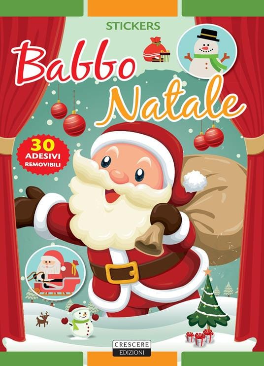 Babbo Natale con 30 adesivi removibili